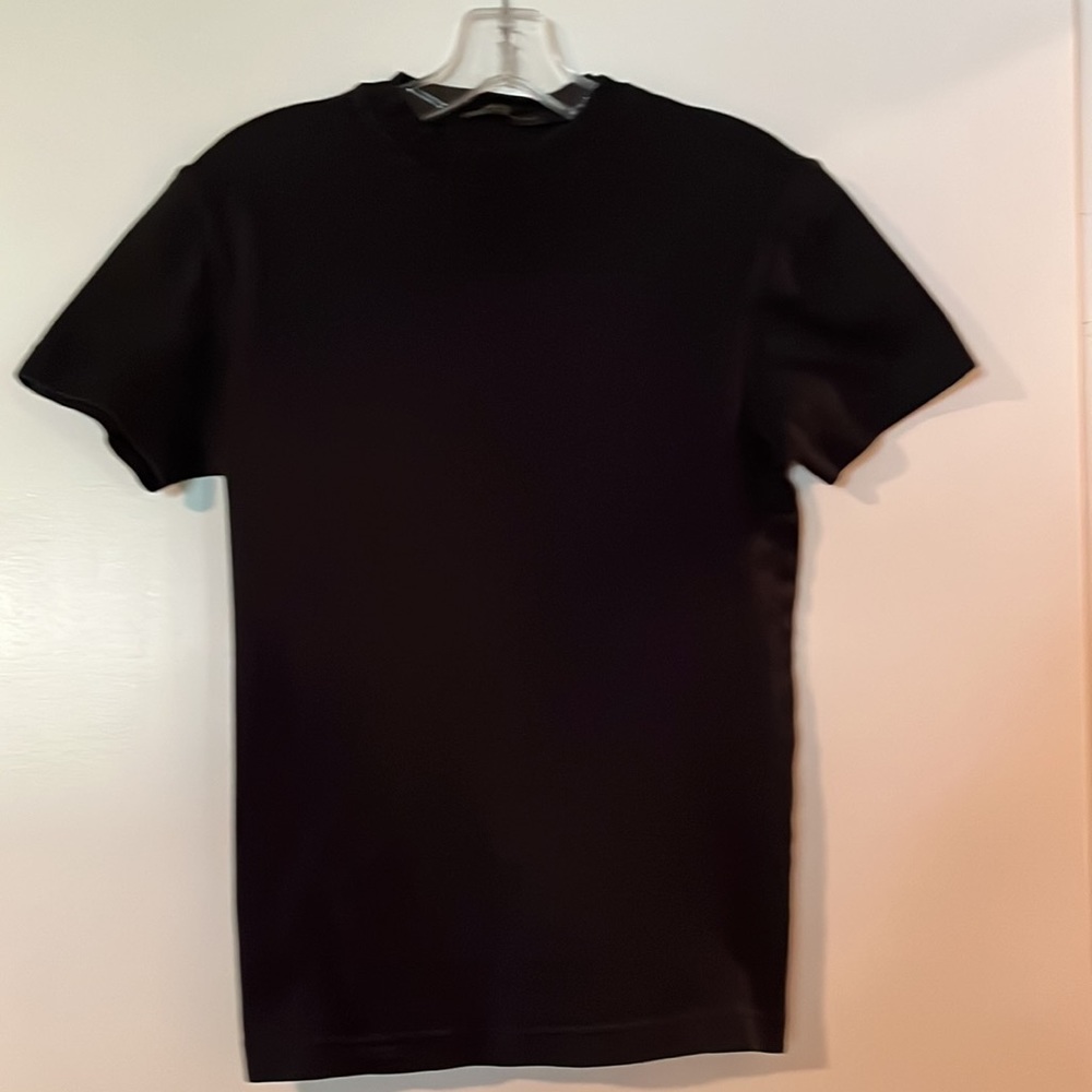 Donna Karan, New York black label mercerized cotton tee with ribbed collar